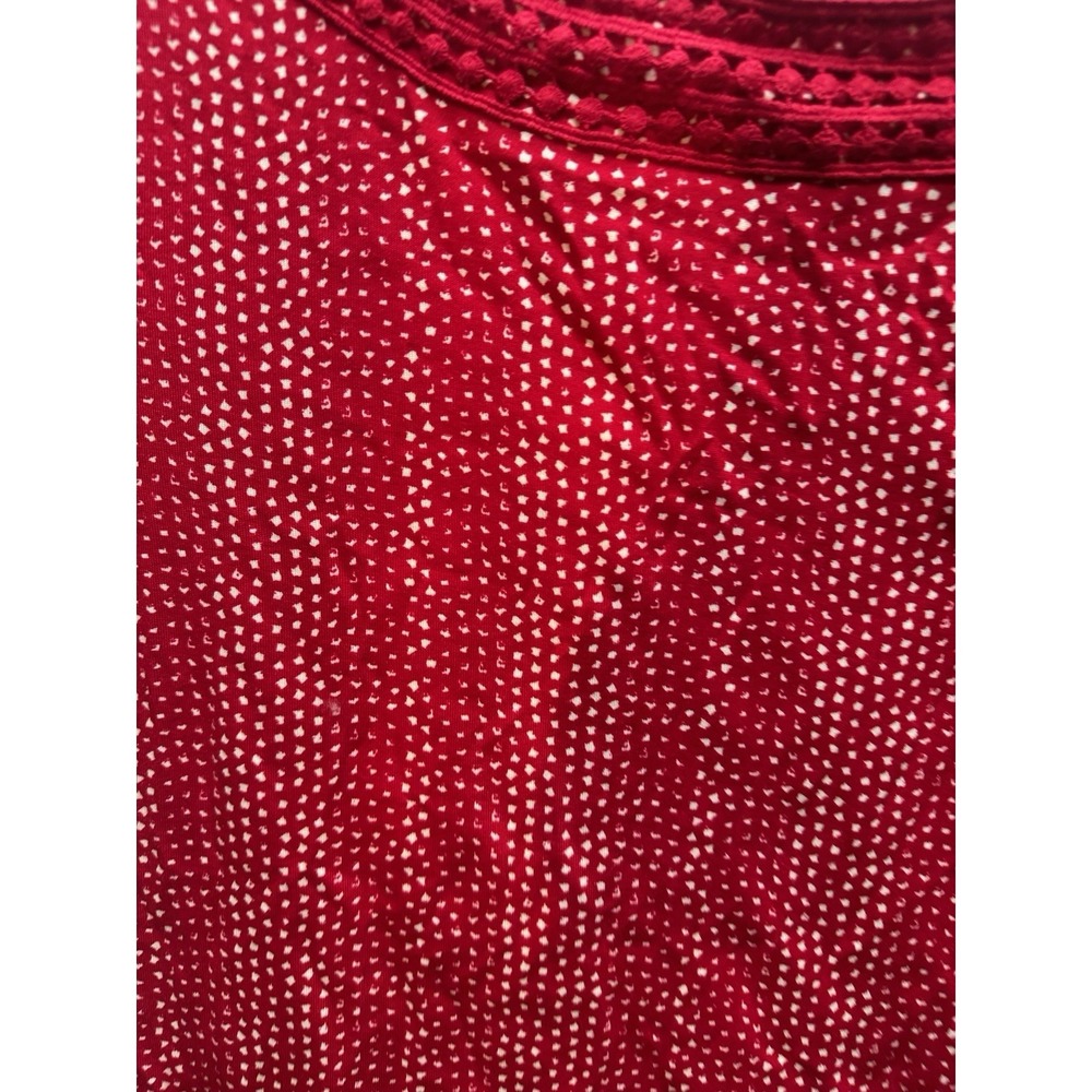 New CROFT & BARROW Womens Medium Red White Print Short Sleeve Cotton Top - Picture 5 of 5